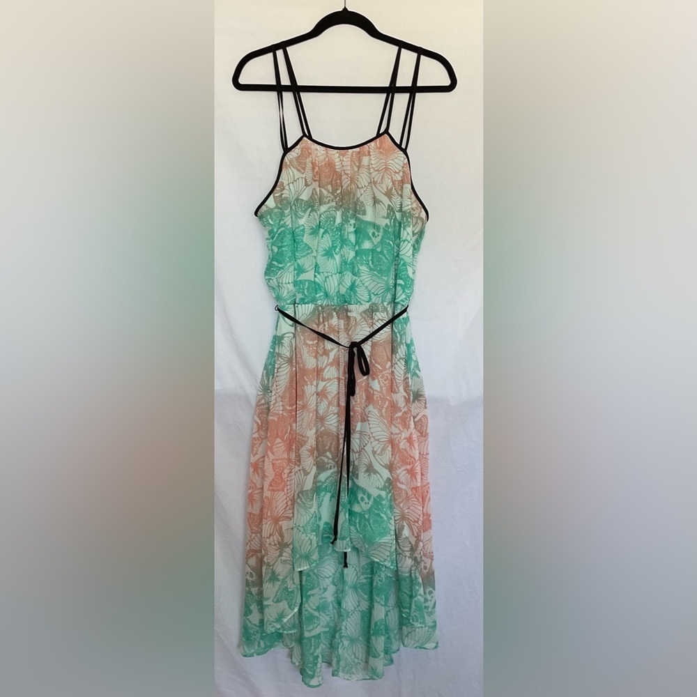 Bisou Bisou Green and Orange Spaghetti Strap Sundress